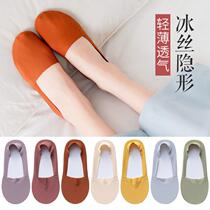 Socks Lady Summer Boat Socks Pure Cotton Silica Gel wont fall with summers thin section Shallow Mouth Non-slip Invisible Spring And Autumn-ins Chains