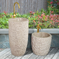 Outdoor stone wash basin courtyard garden sink basin stand sink Villa outdoor marble sink