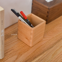 Exquisite pen container solid wood modern Chinese simple office high-grade pencil case cosmetic brush storage barrel office stationery