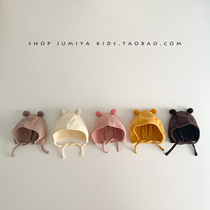 Cute cute cute ~ ins Korean baby hat spring and autumn thin cotton 0-6 months male baby Autumn ear cap