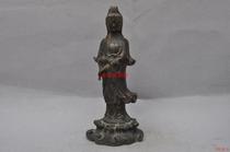 Copper standing Avalokitesvara Bodhisattva dripping Guanyin bronze Buddha statue ornaments 28cm
