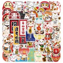 50 lucky lucky lucky cat stickers luggage laptop mobile phone case ipad water cup stickers waterproof