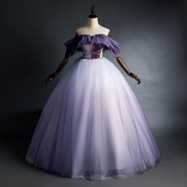 Starry sky dress Little fairy court fantasy purple bridal dinner Annual meeting performance host vocal art examination dress