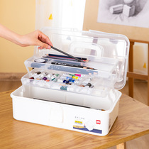 Deli 68303 large art tool storage box Three-layer plus large-capacity portable storage box