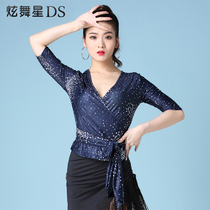 Latin dance practice clothes female ballroom dance tops lace-up national standard dance tops Color Gitba dance clothing new