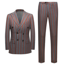 Suit suit suit men Korean new business dress two-piece British trend striped small suit professional dress