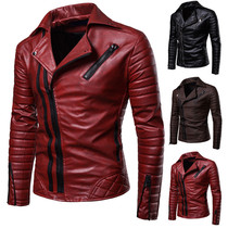 Sportsman leather clothing 2021 autumn and winter new top solid color casual zipper PU leather jacket motorcycle jacket men