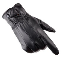 Leather gloves mens winter cold and warm sheepskin gloves plus velvet padded padded mens thin riding leather gloves