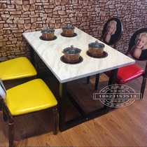 Factory direct sales marble hot pot table one person one pot small hot pot self-service induction cooker hot pot table and chair combination custom