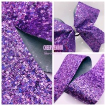 Cheerleading headdress Purple Heavy Industries stitched sequins floral headdress bow 75mm ribbon material