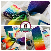 (Gentle original)Rainbow cheerleader keychain cheer5cm bow ribbon