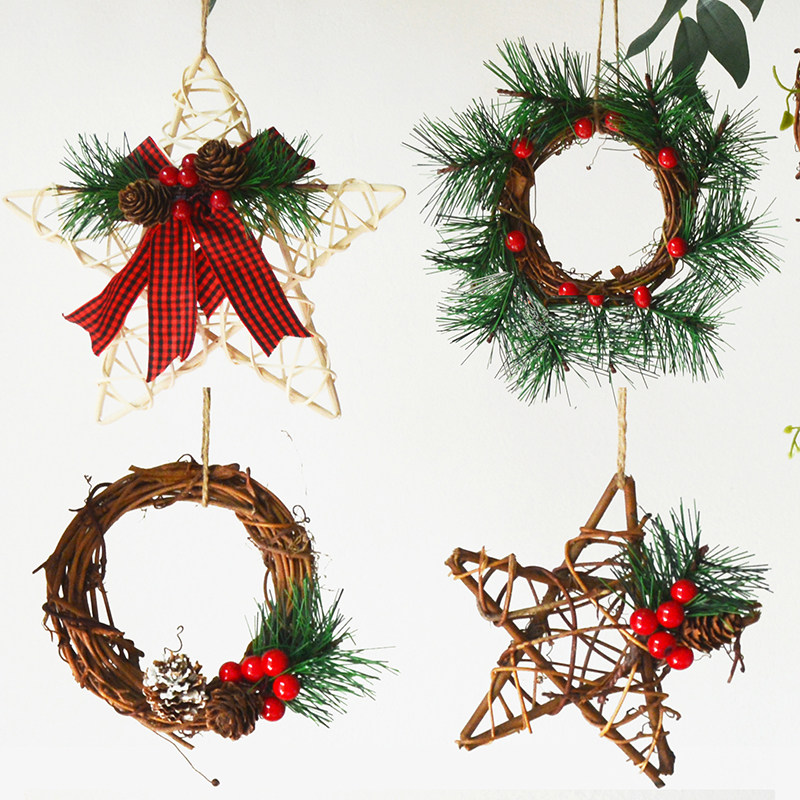 Christmas decoration pine needle pine cone pendant Christmas gift Christmas celebration arrangement wall hanging shop window decoration pendant