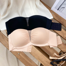 Non-slip thin section anti-light bandeau incognito underwear girl no rimless strapless bra small chest gathered summer