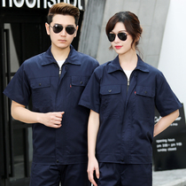 Pure cotton overalls suit mens summer short-sleeved welder labor tooling top long-sleeved labor insurance suit custom thin section