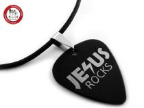Woshion GsusMusic titanium steel metal guitar pick necklace JESUS ROCKS Jesus is the rock