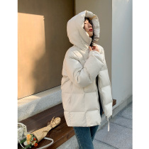(High quality 95 white goose down) FANLEStudios beige short hat women winter down jacket