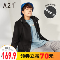 A21 Mens hooded coat long sleeve 2021 autumn new couples mens short black windbreaker Tide brand men