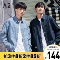 A21 autumn men 2021 Autumn Winter men loose shirt denim shirt casual tide ins Ruffian handsome coat top