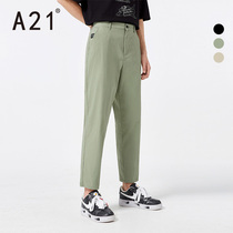  A21 summer 2021 new mens elastic mens pants small straight pants nine-point pants mens trendy brand casual pants men