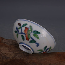 Large Ming Chenghua Colorful Hand-painted Triple Fruit Tattoo Cups Thin Tire Cups Imitation Official Kilo Old Goods Ancient Porcelain Ware Antique collection