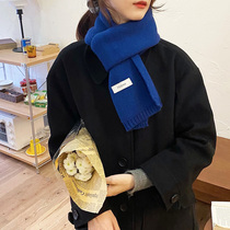 Scarf women winter New Klein blue solid color ins couple Korean version of Joker knitting wool student collar male