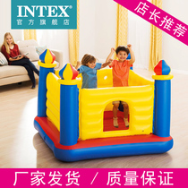 INTEX trampoline with protective Net Childrens jumping bed home folding inflatable park Castle indoor bouncing bed toy