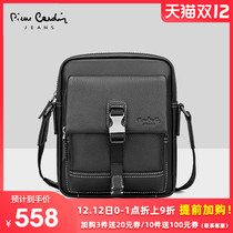 Pierre Cardin mens leather shoulder shoulder bag 2021 new business Simple Mens cowhide youth small backpack