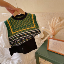 Chen Ma childrens sweater 2021 autumn new mens and womens jacquard wool waistcoat baby knitted sleeveless vest tide