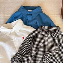 Chen Ma Children's Shirt 2022 Spring New Boys and Girls Korean Plaid Simple Backing White Shirt Baby Tide Shirt