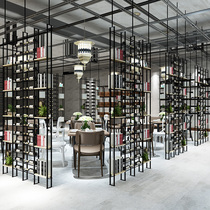 Screen iron wine rack floor wine cabinet bar decoration bar restaurant industrial wind partition wine display rack