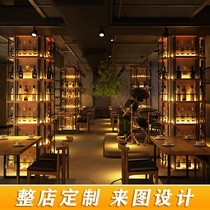 Table wine cabinet wall-mounted restaurant bar pillar wall luminous wall hanging iron red wine display shelf