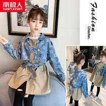 Girls autumn coat 2021 new foreign atmosphere in the big children autumn thin net red fashionable windbreaker childrens coat women