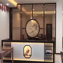 Dongyang wood carving entrance New Chinese screen Solid wood lattice hollow partition Japanese grille background wall Antique doors and windows