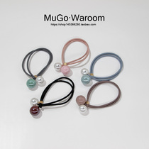 Korean simple pearl Hairband ins girl Balls Head tie ponytail cute hipster Hairband high stretch hair rope