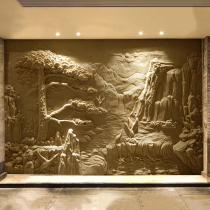 Sandstone relief mural stone carving glass fiber reinforced plastic imitation copper Hotel cultural tourism Villa corporate culture background wall sculpture customization
