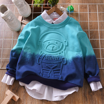 Boy Sweatshirt Spring Autumn Season 2022 New CUHK Nursery School Street Embossing Gradient Collage Children Dress Long Sleeves Bottom Tide