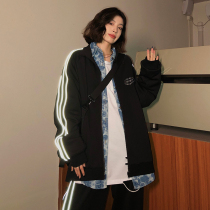 The noisy home sports style suit womens autumn new Hong Kong style reflective cardigan jacket wide legs casual two-piece set