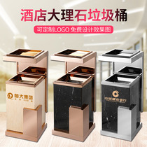 Custom marble trash can hotel lobby with ashtray stainless steel mall elevator hall entrance vertical fruit box