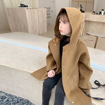 South Korean childrens clothes girls great clothes 2022 autumn and winter new childrens hat big coat Korean version baby with a long coat