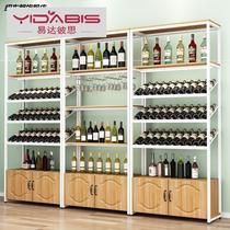 Wine display cabinet simple wine display cabinet supermarket winery with lamp shelf liquor shelf iron goods