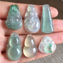 Natural ice species Jade Jade Buddha Guanyin wishful leaves gourd beans brave peace buckle jade pendant men and women