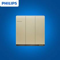 Philips Switch Socket Panel Fly Pleasing Golden Three Open Single Control Switch 86 Type Wall Switch