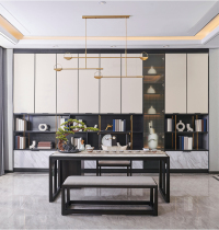 Shangpin house with study customization new Chinese living room study bookcase desk desk integrated custom light luxury whole house customization