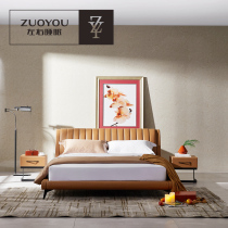 Left and right sleeping fabric bed Master bedroom soft bed Double furniture Wedding bed Guest second bedroom 1 8 meters SC0116