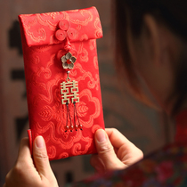 Marriage happy word creative with gift ten thousand yuan cloth red envelope money bag wedding tea change mouth high-end gift big red bag