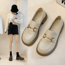 Small leather shoes women 2022 Spring new Inn Wind 100 lap single shoes white shoes flat bottom retro round head Lefoe shoes