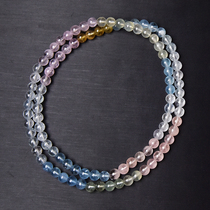 Live special shot Graduation-level clear vitreous Morganite multi-circle bracelet