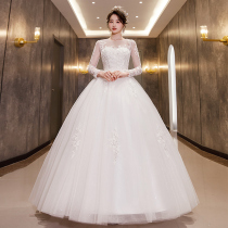 Long sleeve wedding dress 2021 New Bride wedding dress French senior sense pregnant womens style dress court style winter