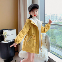 Girls winter thick childrens coat autumn winter 2021 new girls plus velvet winter dress big boy foreign style Parker clothes