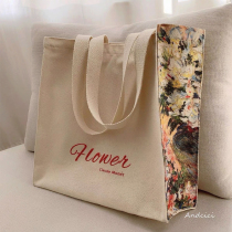 Art Museum ~ Monet Flower oil painting canvas bag female shoulder bag big hand shopping bag student schoolbag